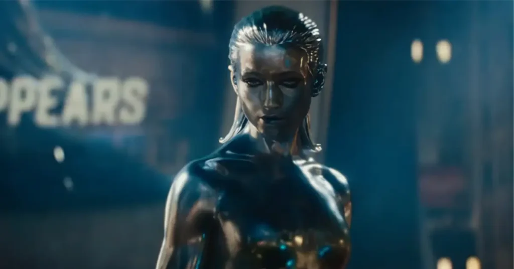 Silver Surfer’s sleek, reflective design captures the haunting presence of Galactus’ herald in Marvel’s Fantastic Four First Steps – a retro-futuristic reboot filled with heart and cosmic stakes. Fantastic Four First Steps Review