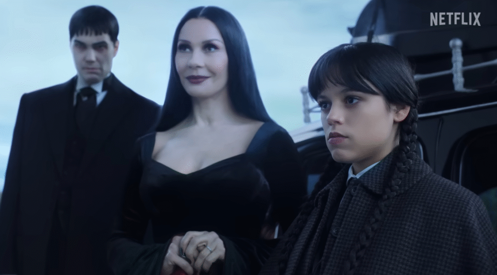 Wednesday Addams sees a vision of Enid Sinclair’s grave in the trailer