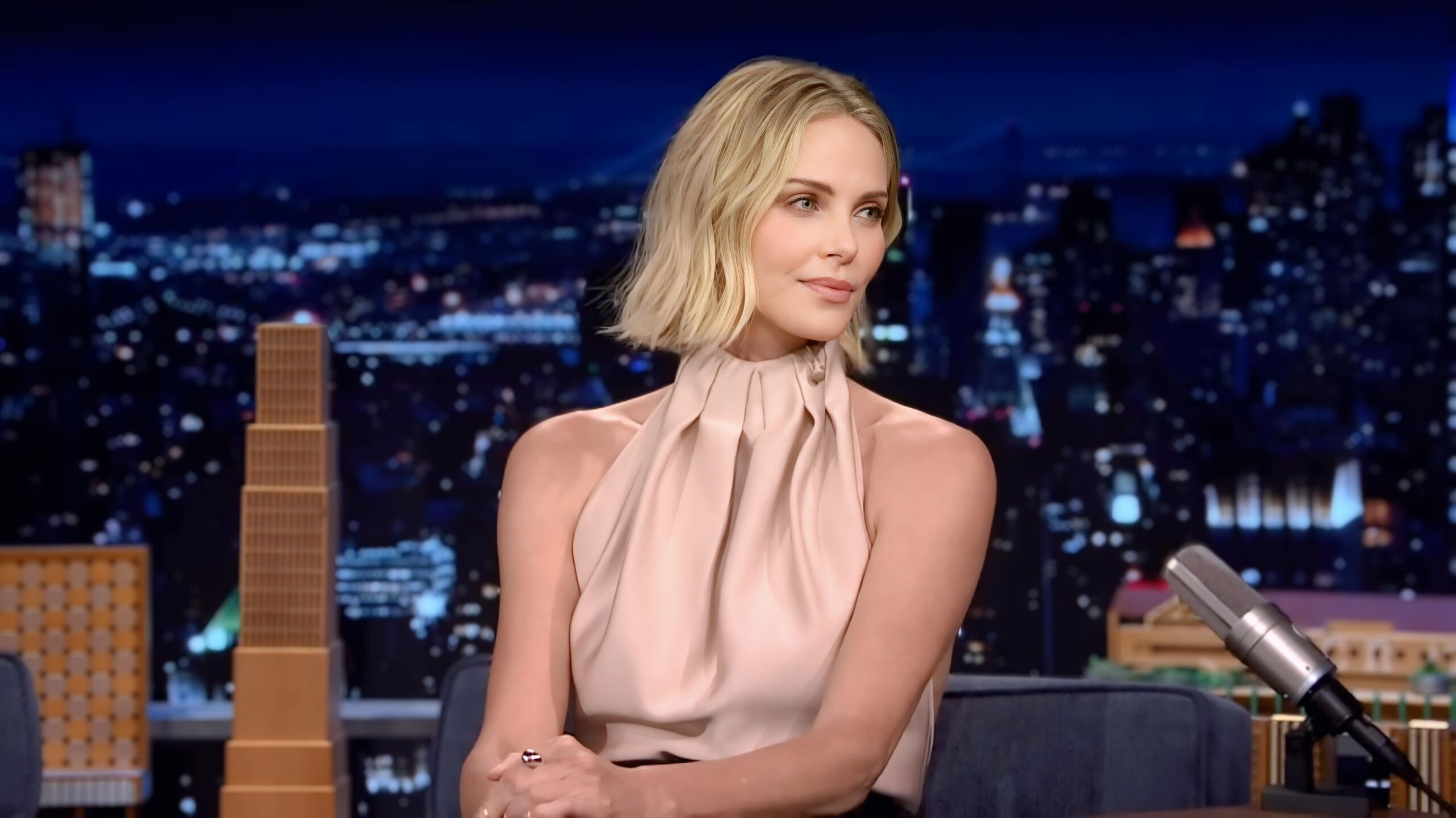 Charlize Theron’s daughter doing a cartwheel backstage at a Dua Lipa concert, shared on Jimmy Fallon’s show.